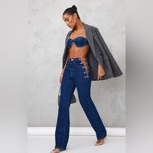 PrettyLittleThing Blue Flare Jeans